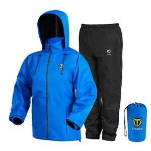Rain Suit, Waterproof Breathable Lightweight Rainwear (Blue Size XXL)